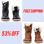 Vintage Soft Pebbled Leather Waterproof Boots with Warm Wool Lining