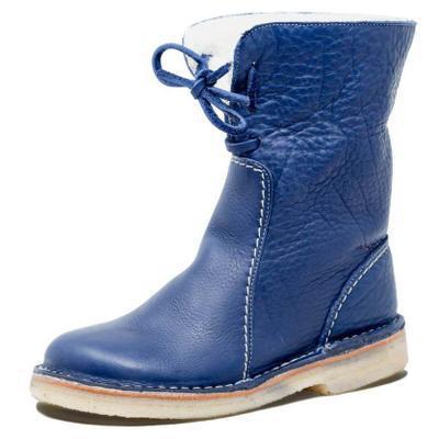 Vintage Soft Pebbled Leather Waterproof Boots with Warm Wool Lining